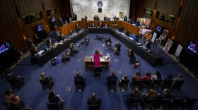 Supreme Court nominee Amy Coney Barrett is sworn in during a confirmation hearing before the Senate Judiciary Committee, Monday, Oct. 12, 2020, on Capitol Hill in Washington. 