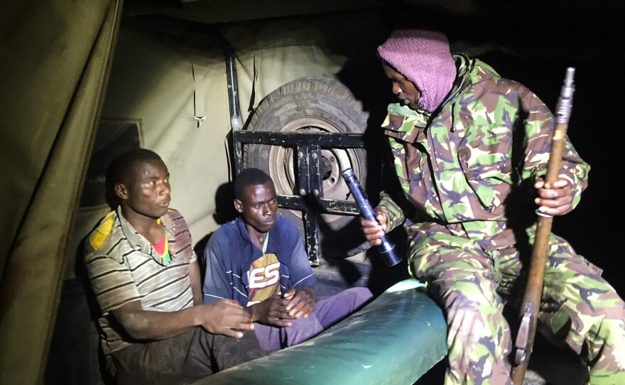 Two alleged poachers — Paul Zakayo (left) and Nasa Jackson Mairi — were nabbed by a team of park rangers at the Mara Conservancy and charged with killing three impalas and a gazelle in the wildlife sanctuary.