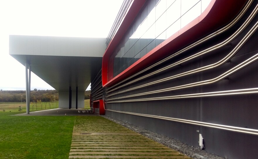 Outside of the abandoned headquarters of Epsilon Euskadi, one of the companies tasked with building the Hiriko car in Spain. The consortium's parent company, Afypaida, went out of business in 2013. Several sources told NPR that the Hiriko prototype was kept here, in an industrial park outside the Basque city of Vitoria-Gasteiz. But the building is empty now.