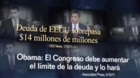 A screen grab from the Spanish language version of the Crossroads GPS television ad.