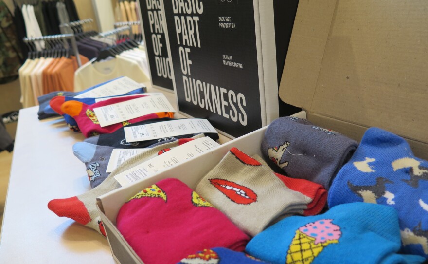 Socks are among the products sold at Kiev's Vsi.Svoi.