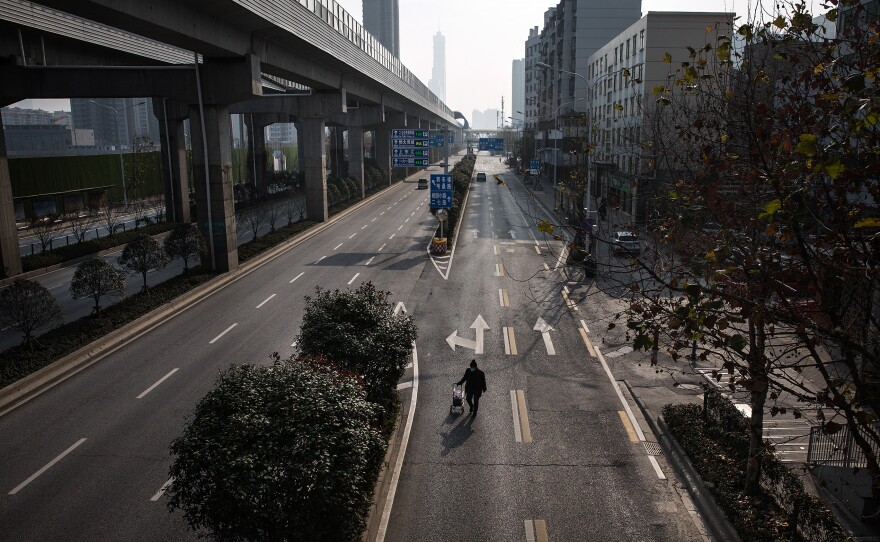 The government lockdown orders in Wuhan, China, have emptied the city's streets.