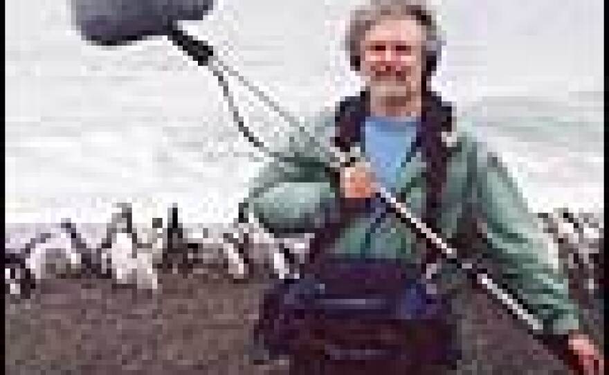 Radio Expeditions engineer Flawn Williams at work in Patagonia.
