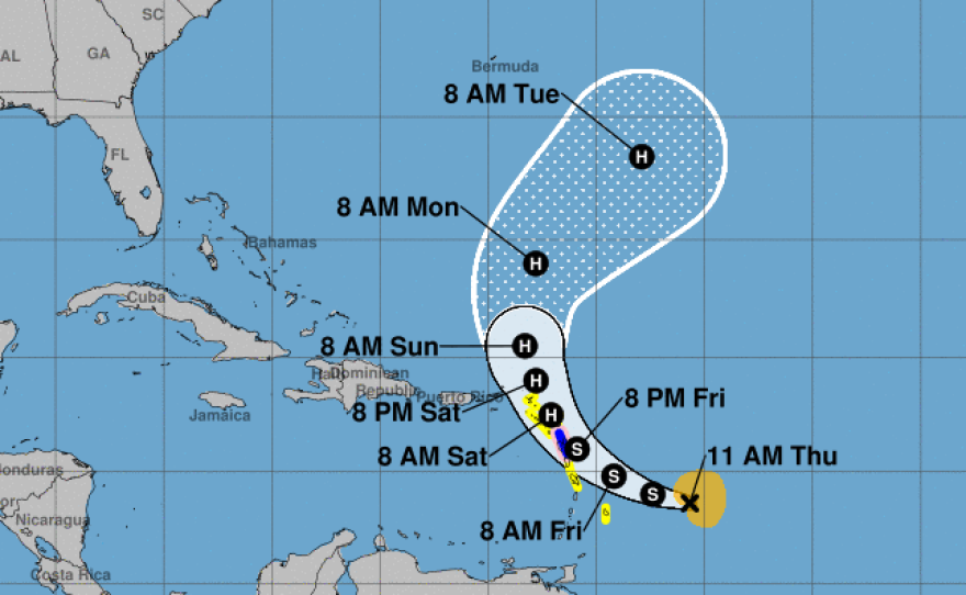 Tropical Storm Tammy is moving west towards the Leeward Islands with sustained wind speeds of 60 mph.