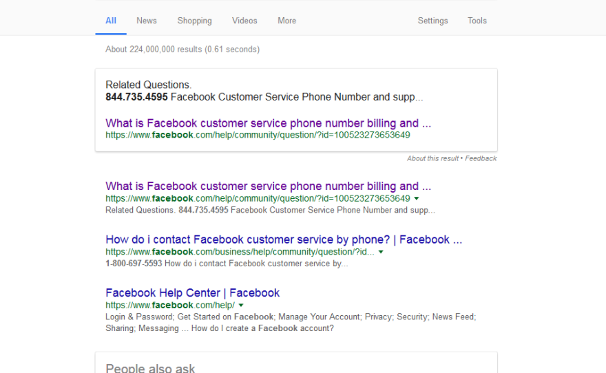 Until recently, a phone number at the top of Google search for "Facebook customer service" led callers to a scam, NPR has found.