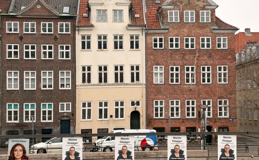 Parliamentary campaign posters line the streets of Denmark's capital of Copenhagen.