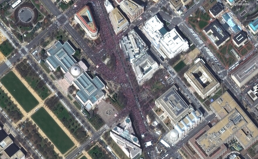 This is a satellite image of the "March for Our Lives" rally in Washington, D.C.