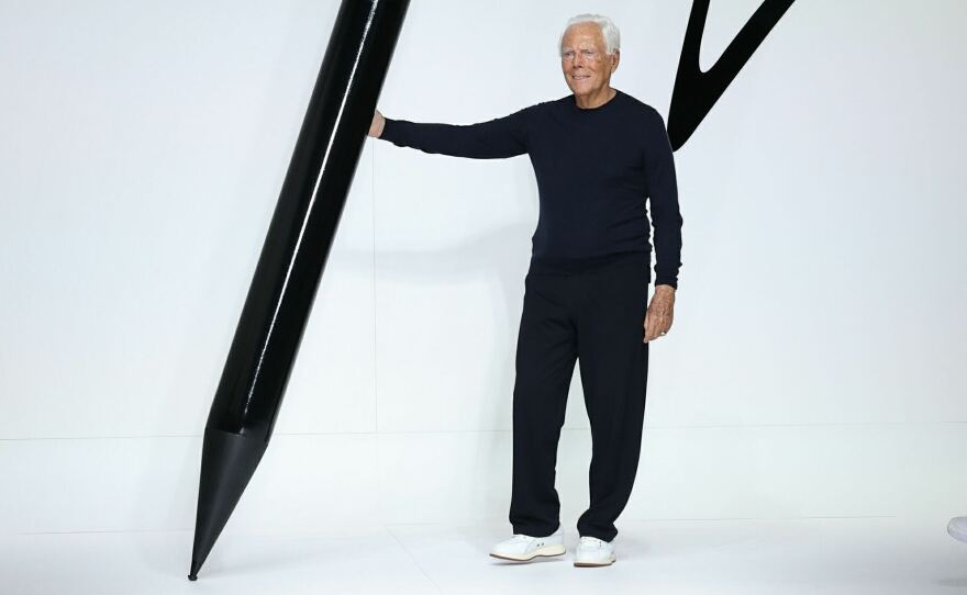 Giorgio Armani on the runway during the Milan Fashion Week in June 2023.