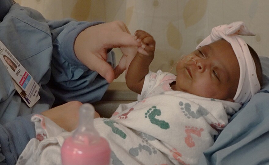 "Saybie," in this undated photo, was born on December 2018 prematurely at 23 weeks and three days. She is the smallest surviving preemie in the world, according to Tiniest Babies Registry at the University of Iowa.