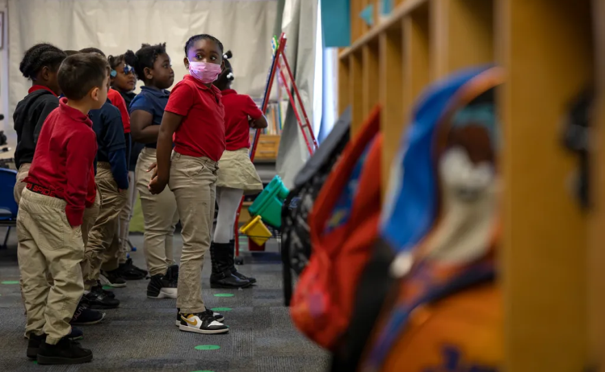 Students at a classroom at St. HOPE’s Public School 7 Elementary in Sacramento on May 11, 2022.