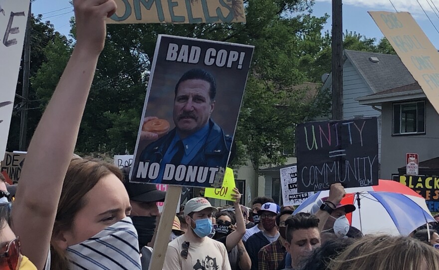 Protesters in Minneapolis called for the removal of police union leader Bob Kroll on Friday.