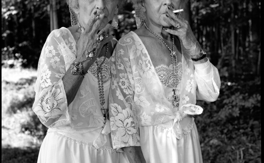 Sue Gallo Baugher and Faye Gallo at the Twins Festival. Twinsburg, Ohio, 1998.