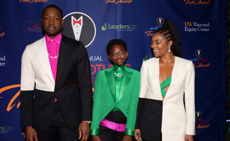 Dwyane Wade (from left), Zaya Wade and Gabrielle Union at the Better Brothers Los Angeles 6th annual Truth Awards on March 07, 2020.