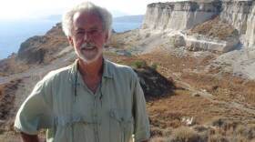 Volcanologist, Floyd McCoy in Santorini, an island southeast from Greece.
