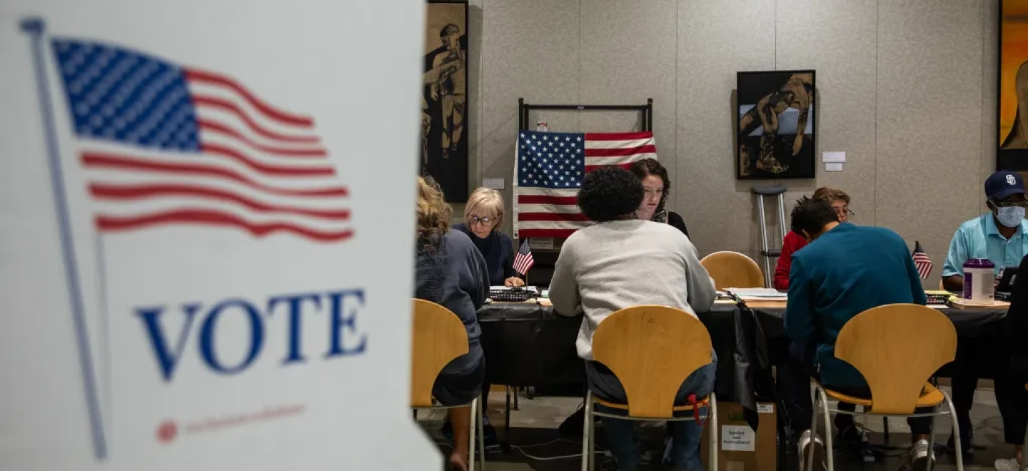 California's primary election on June 2 features key races; Democrats face a split voter base among six candidates.