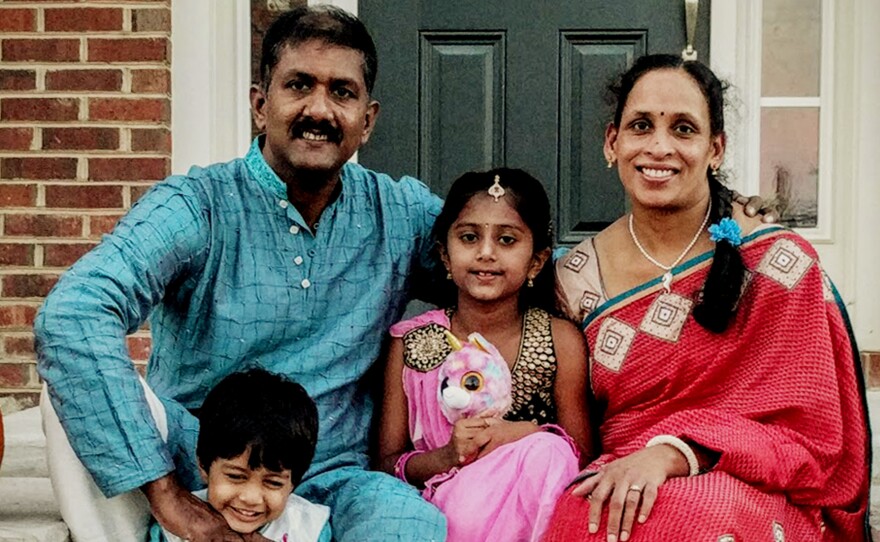 Reddy Annappareddy in 2016 with his wife Seeta Kallam, and their daughter Sravya Lalana Annappareddy, 7, and son Aviv Arya Annappareddy, 3.