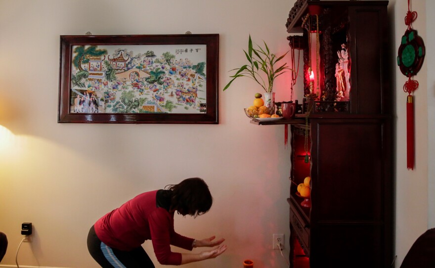 Lai's faith in Buddhism manifests in her daily life and gives her strength during tough times. "I have been praying with my mother since I was a girl," Lai says. "I still carry the same Buddha statue with me I had in Guangzhou."