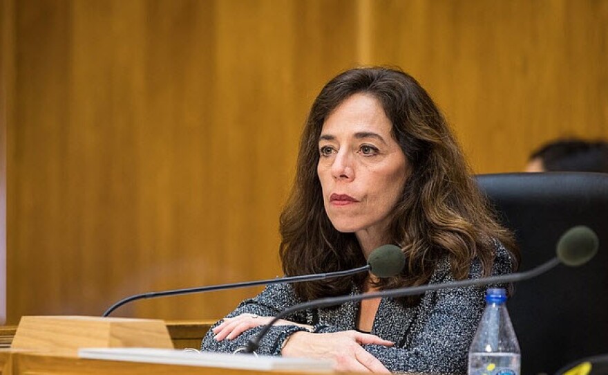 San Diego City Attorney Mara Elliott sits at the dais, Dec. 12, 2016.