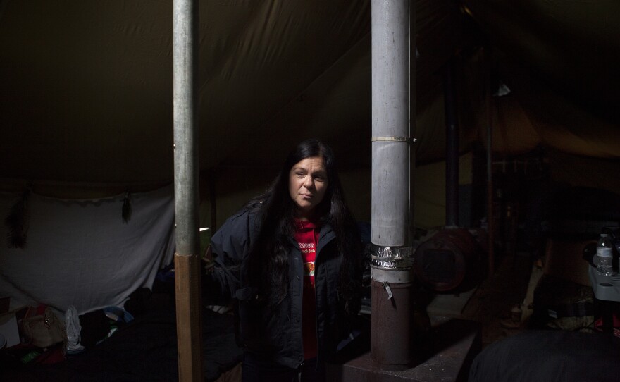 Kareen Lewis, a member of the Little River Band of Ottawa tribe, has bounced back and forth for months between home, in Hart, Michigan, and the Oceti Sakowin camp.