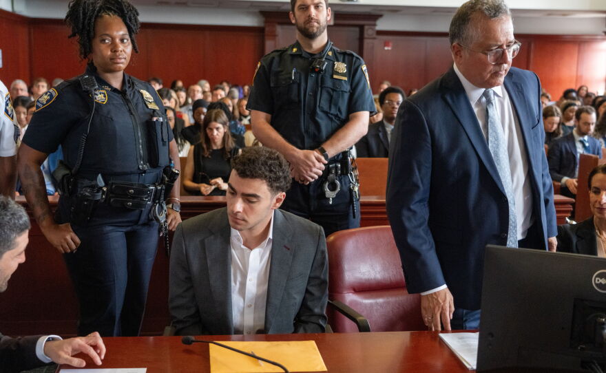 Luigi Mangione appears for a pre-trial hearing in Manhattan Criminal Court in New York, on Aug. 11, 2026.