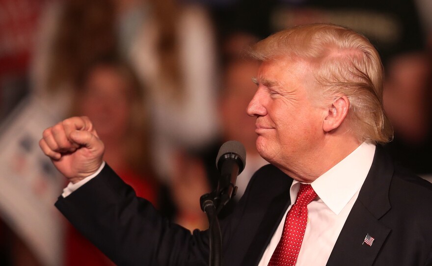 Donald Trump speaks during a campaign rally on Sept. 19 in Estero, Fla.
