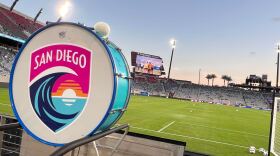 Image of San Diego Wave drum at the Snapdragon Stadium taken on Oct. 16, 2022.