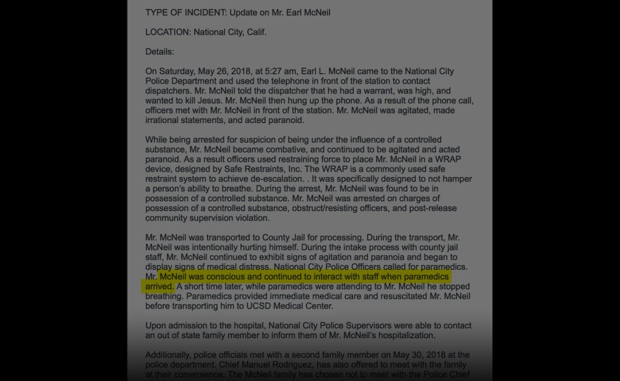 Press release for Earl McNeil update. Dated June 13, 2018.
