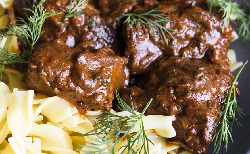 Austrian Beef Stew with Paprika and Caraway (Rindsgulasch) as featured in “The Austrian Table.”