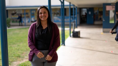 Ariana Gonzalez speaks with KPBS on the EJE Academies Charter School campus on Wednesday, Nov. 29 2024.