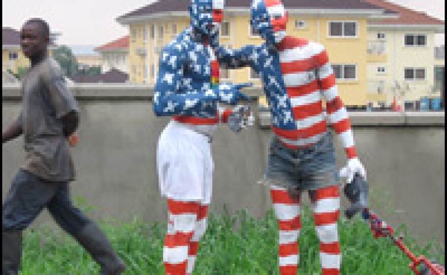 Ghanaian men in Accra anticipate Obama's arrival. The country enjoys close ties with Washington.