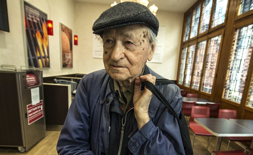 Jonas Mekas, seen in 2015 in Venice, Italy, where the filmmaker's digital works were exhibited at the same time as the Venice Biennale. Mekas died Wednesday at the age of 96.