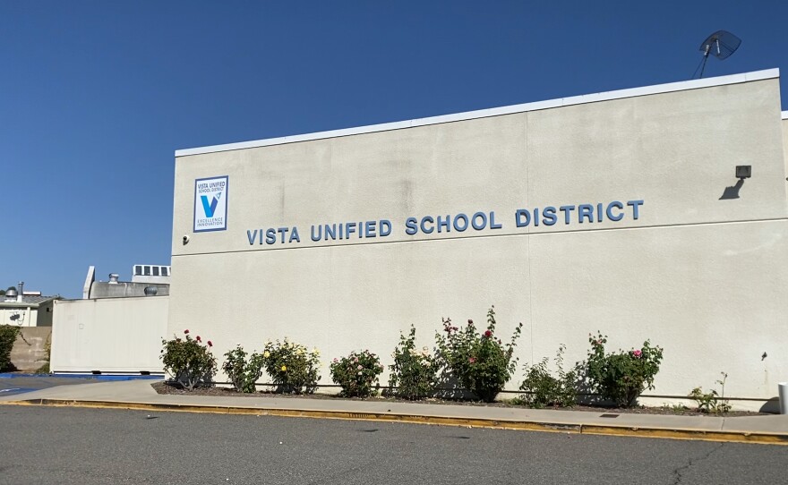 Exterior of Vista Unified School District office. October 27, 2020