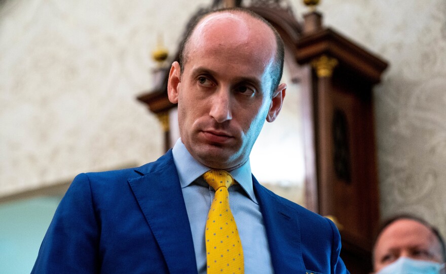 Stephen Miller, pictured here in 2020 in his role as Trump White House adviser, has formed a group that is vowing to fight to protect Trump-like laws in court.