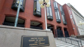 This photo shows an exterior view of the U.S. Court of Appeals for the Federal Circuit building from 2002 in Washington, D.C.