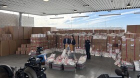 Homeland Security Secretary Kristi Noem took the podium at the Otay Mesa Detention Center, where the conference was theatrically decorated with drug props on Feb. 12, 2026.
