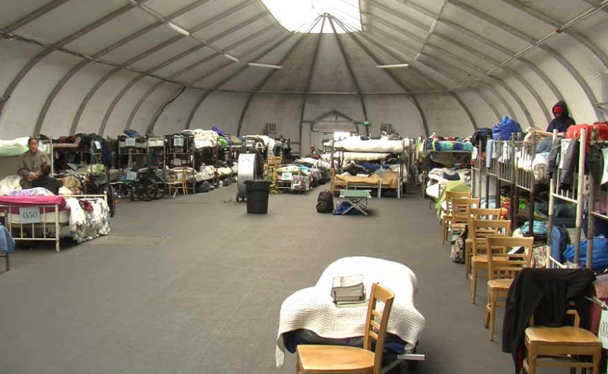 The San Diego Homeless Shelter, located downtown on 16th Street and Newton Avenue, provides 220 beds.