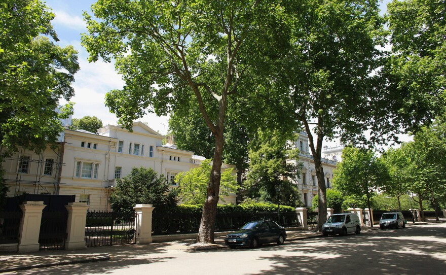 Houses along Kensington Palace Gardens in London, which is known as one of Britain's most expensive streets.