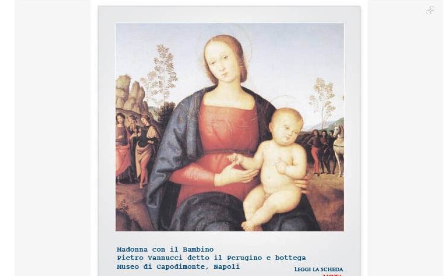 Pietro Perugino's painting of a Madonna and Child -- shown above in the context of its L'Arte Auita L'Arte <a href="https://www.facebook.com/photo.php?fbid=10151955465093711&set=a.10151955464393711.1073741881.171645503710&type=1&theater">campaign page</a> on Facebook — won the popular vote.
