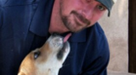 Army veteran Johnnie Petersin and service dog Athena