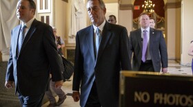Speaker of the House John Boehner, R-Ohio, walks to the chamber as the House failed to advance a short-term funding measure to keep the Department of Homeland Security funded past a midnight deadline, at the Capitol in Washington, Feb. 27, 2015. 
