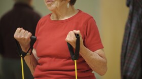 An elderly woman exercises at Oregon State University's Center for Healthy Aging Research.