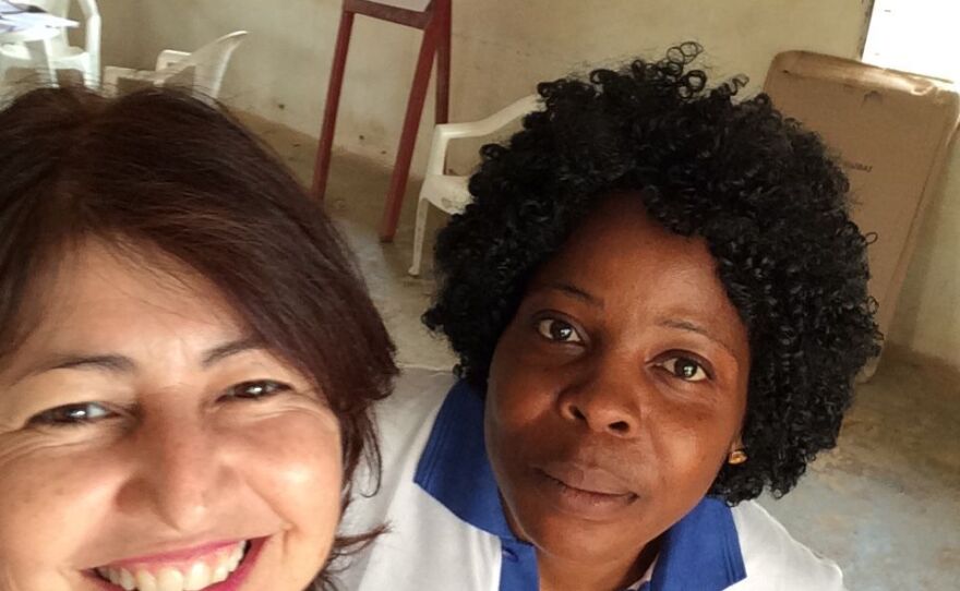 Pictured is Dr. Blanca Lomeli (left) is part of a team from Project Concern International working to control Ebola in West Africa, January 2015.