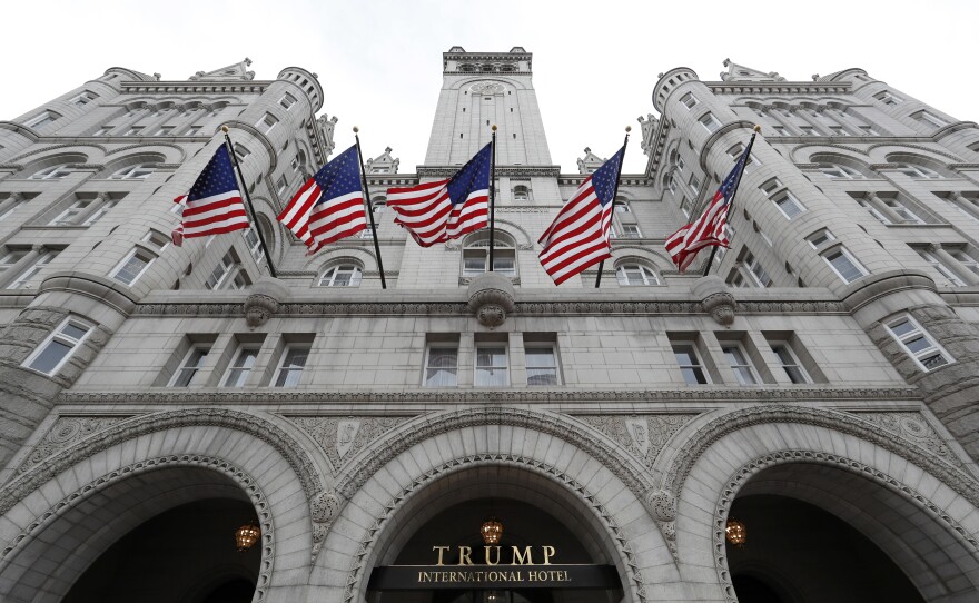 A December 2016 file photo of the Trump International Hotel in downtown Washington, D.C. The lawsuit is at the center of a lawsuit brought by Maryland and the District of Columbia governments against President Trump, arguing that his stake in the hotel violates the Constitution's emoluments clauses.