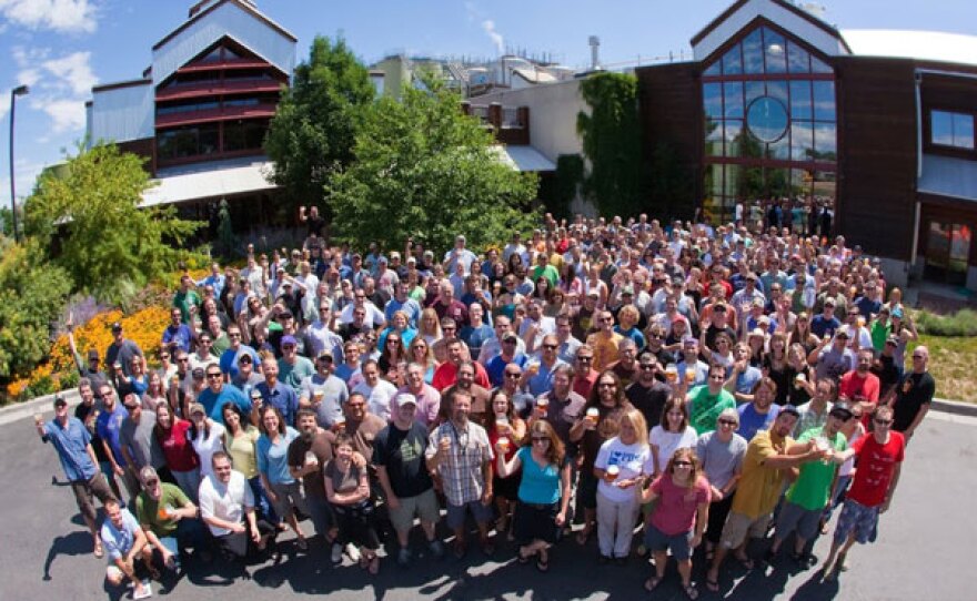 New Belgium Brewing co-owners outside their Colorado Brewery in 2010. NBB is now 100 percent owned by its employees and planning to expand operation in North Carolina.