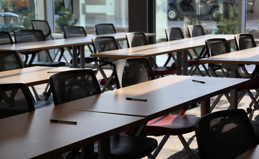 An empty classroom at Crawford High School on Monday, Aug. 12, 2024.