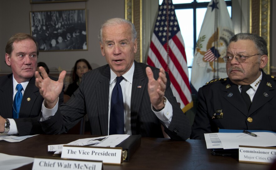 Vice President Biden at a December 2012 meeting of police chiefs on gun control, held in Washington, D.C.