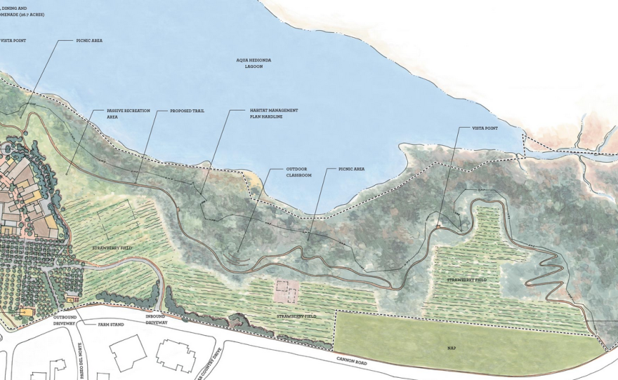 A map of the proposed 85-15 project on the shores of the Agua Hedionda Lagoon in Carlsbad.