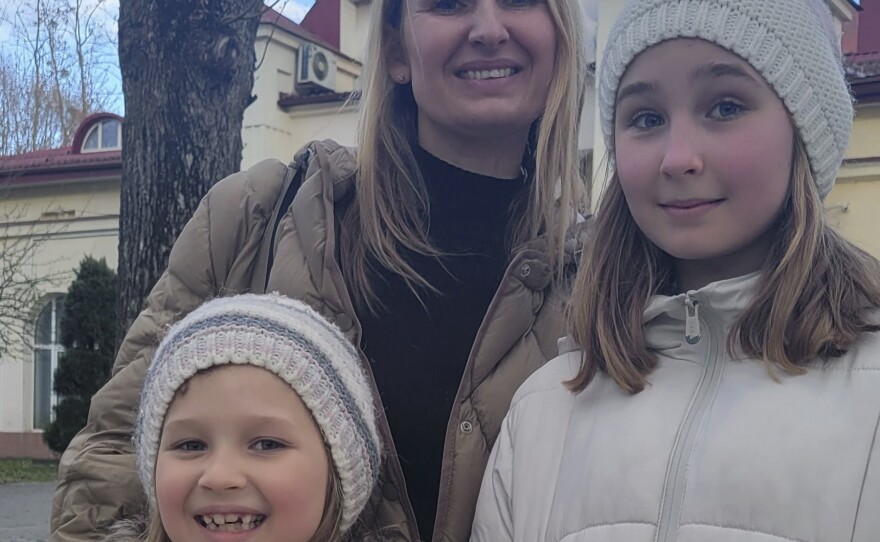 Kateryna Kltsova and her two daughters, 11-year-old Maria and 7-year-old Nadia, had to leave their hometown Kharkiv as Russian forces increased their attacks in eastern Ukraine.