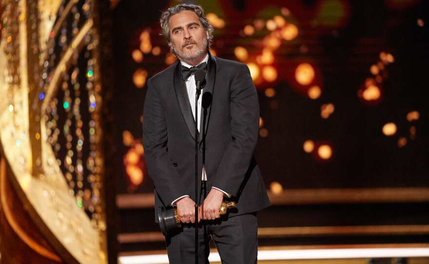 Joaquin Phoenix accepts the Oscar® for Actor In A Leading Role during the live ABC Telecast of The 92nd Oscars® at the Dolby® Theatre in Hollywood, CA on Sunday, February 9, 2020.