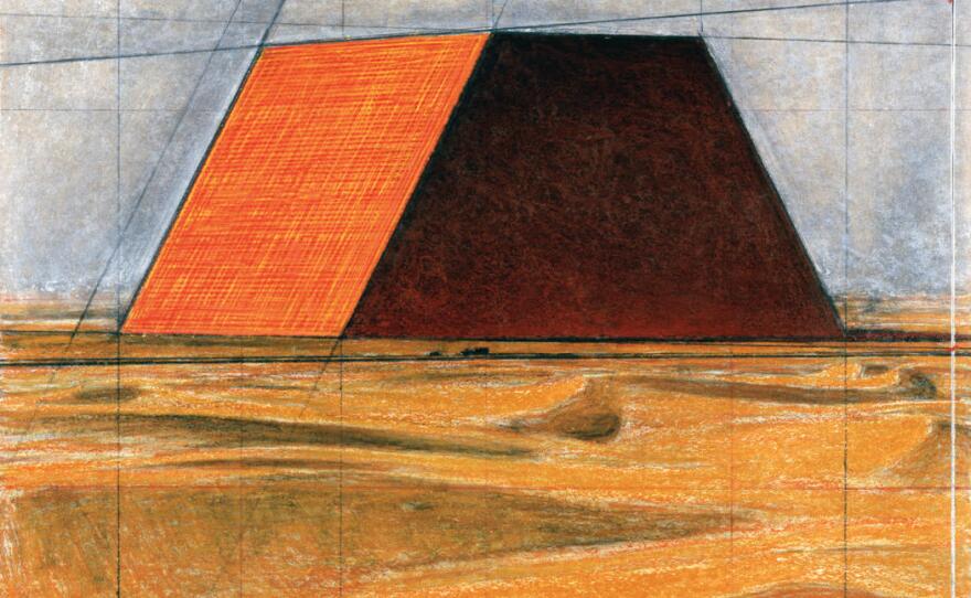 The Mastaba of Abu Dhabi (Project for United Arab Emirates) , Drawing 2007
17 x 22" (43.2 x 55.9 cm) Pencil, charcoal, wax crayon and pastel on tan cardboard